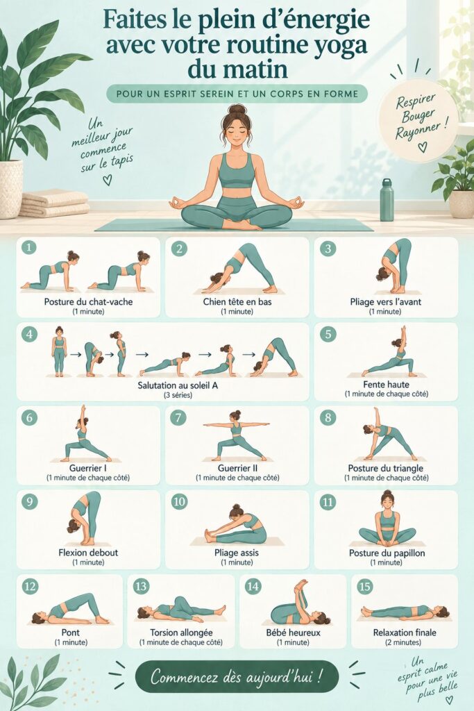 Femme pratiquant le yoga matinal dans un parc ensoleillé