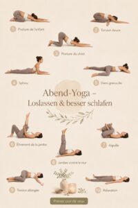 Femme pratiquant le yoga du soir dans un cadre apaisant