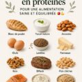 Assortiment de 12 aliments variés riches en protéines sur une table