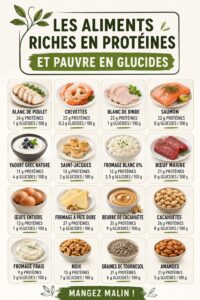 Une assiette présentant des aliments riches en protéines et pauvres en glucides, comme le poulet grillé et des légumes frais.