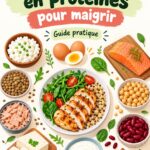 Femme en pleine préparation de plats sains riches en protéines pour la perte de poids.
