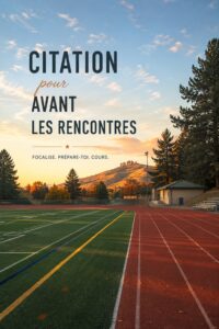Une citadine serein en train de se préparer pour une course avec des citations motivantes en fond.