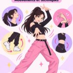 Femme pratiquant des mouvements de danse inspirés de la Kpop en pleine séance d'entraînement.