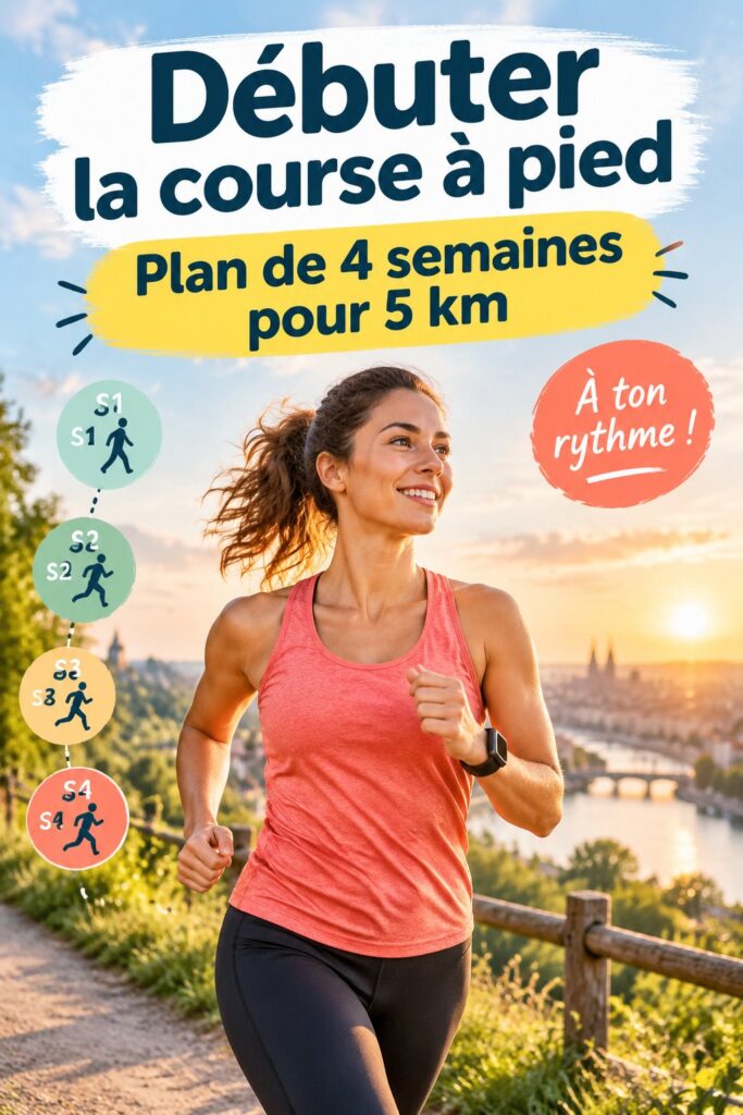 Femme souriante en train de courir dans un parc, représentant le plaisir de débuter la course à pied.