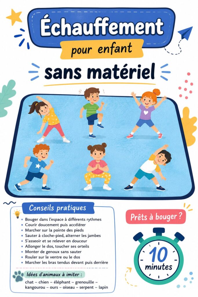 Enfants s'échauffant ensemble dans un jardin