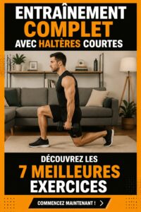 Femme s'entraînant avec des haltères dans un salon lumineux
