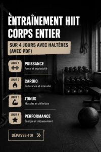 Femme faisant un travail d'entraînement HIIT avec haltères dans un salon