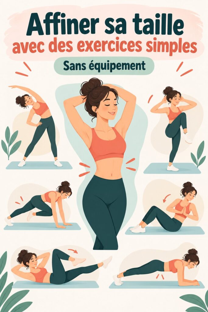 Femme en train de réaliser des exercices pour affiner sa taille dans un cadre familial
