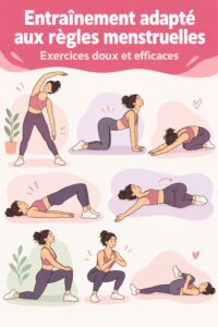 Femme pratiquant des exercices doux pendant ses règles, représentant le bien-être.