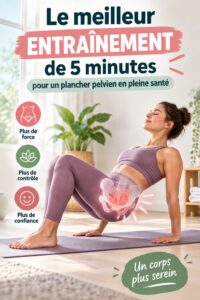 Femme pratiquant des exercices de renforcement du périnée à la maison.