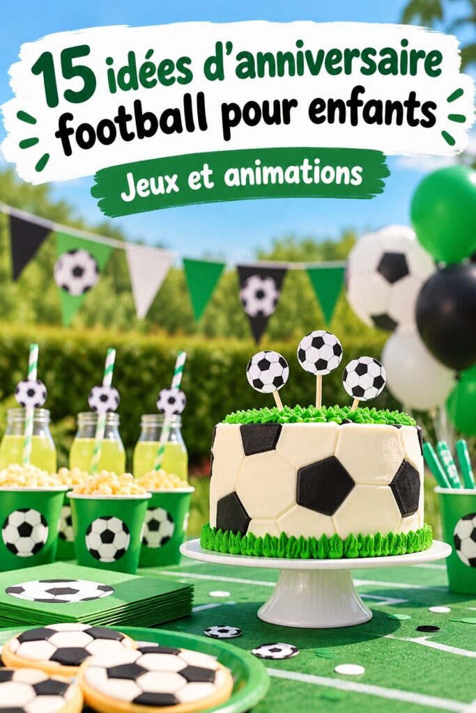 Fête d'anniversaire sur le thème du football avec des décorations colorées