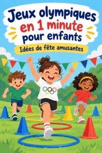 Des enfants jouant à des jeux Olympiques à la maison, souriants et engagés.