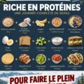 Femme préparant un plat riche en protéines avec des légumes frais
