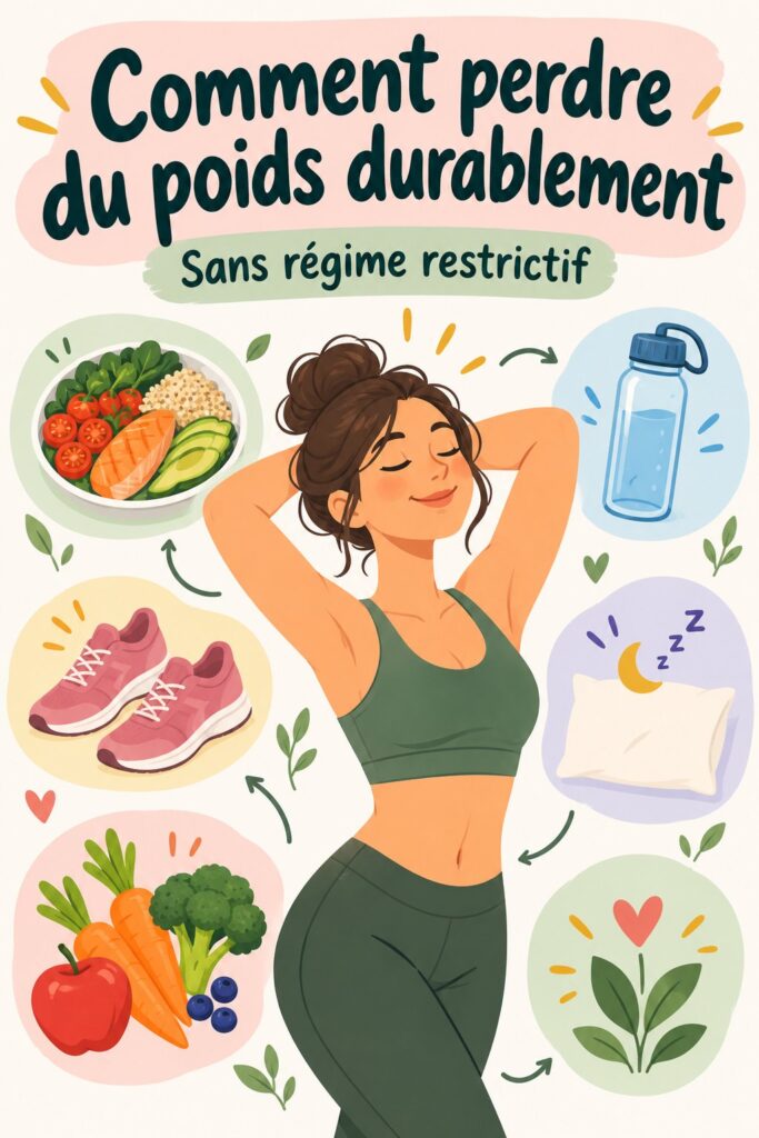 Femme active pratiquant du yoga en plein air, symbole de bien-être et de perte de poids.