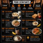 Un plan de repas coloré avec des aliments riches en protéines pour gagner du muscle.