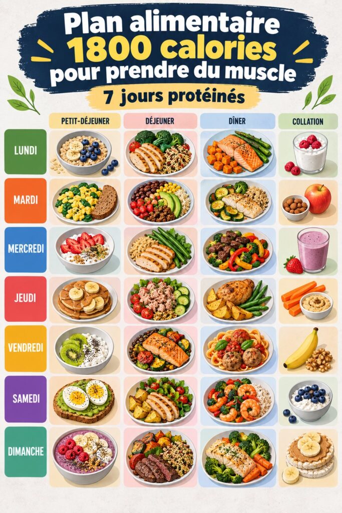 Plan de repas musculation avec recettes saines