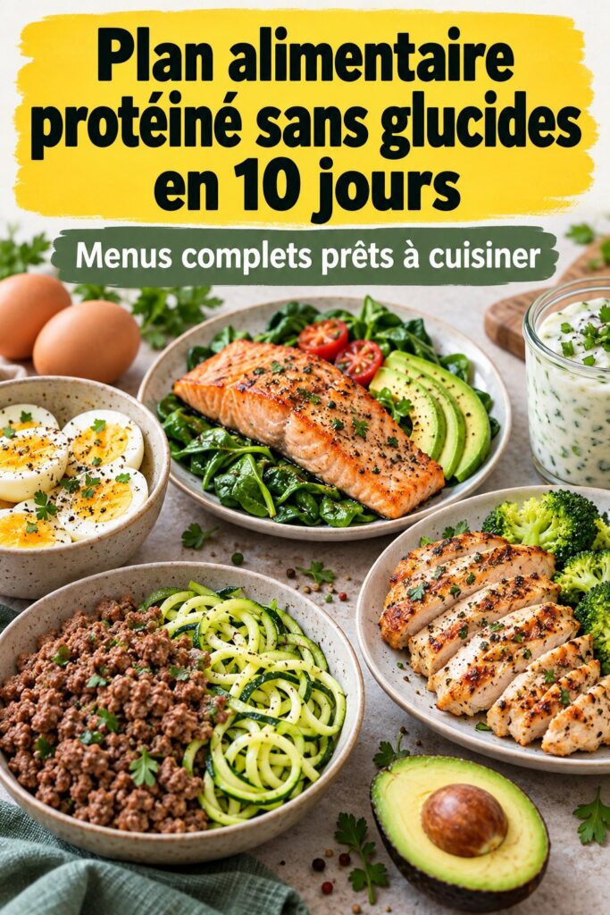 Un tableau de repas sur 10 jours riche en protéines pour une alimentation équilibrée.