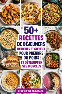 Assiette de déjeuners nutritifs pour la prise de poids, avec légumes et protéines