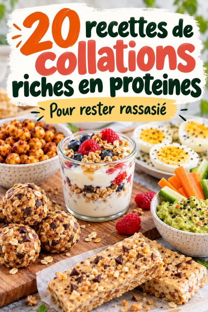 Assiette colorée de snacks protéinés variés, idéale pour une collation saine et rassasiante.