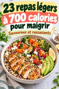 Des repas sains à 700 calories présentés dans une assiette colorée