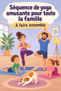 Séance de yoga familiale avec des parents et des enfants pratiquant ensemble