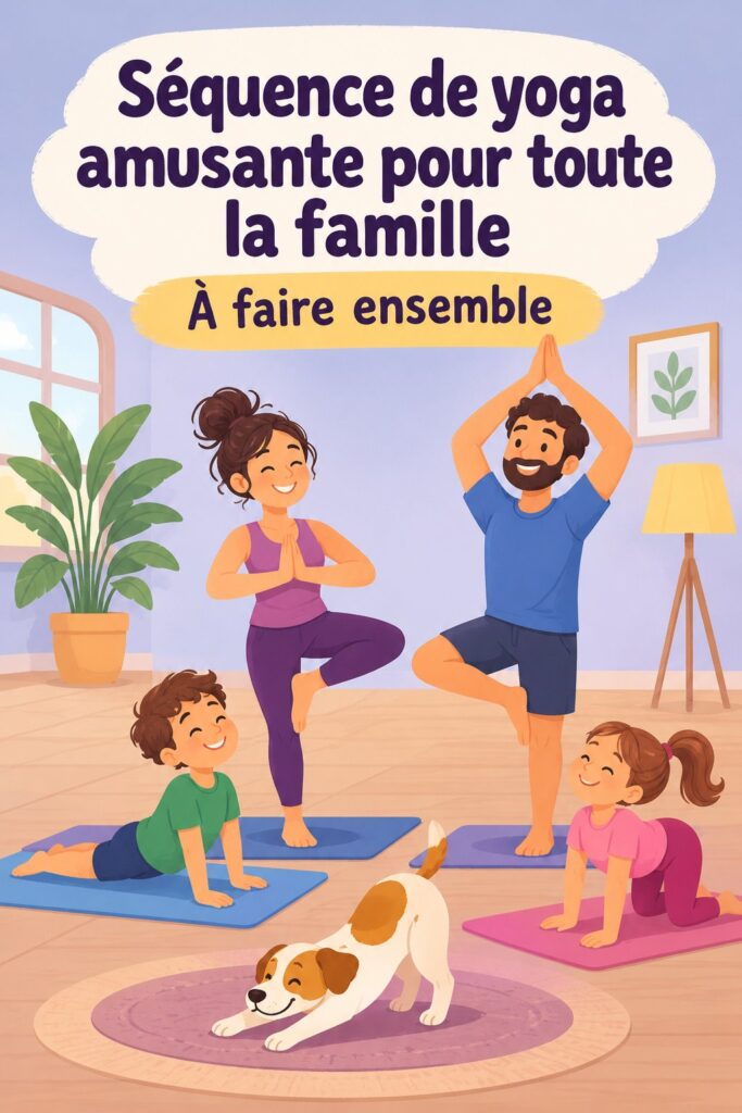 Séance de yoga familiale avec des parents et des enfants pratiquant ensemble