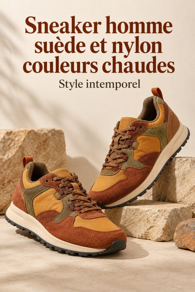 Sneakers Flower Mountain Iwano en taupe et khaki, idéales pour un style décontracté.