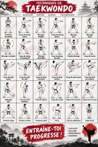 Femme pratiquant le taekwondo dans un dojo