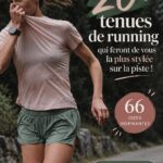 Femme courant dans un parc avec une tenue de running colorée et stylée.