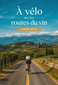Femme admirant des paysages viticoles lors d'une balade à vélo