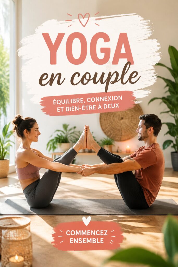 Deux personnes pratiquant le yoga en couple dans un cadre paisible