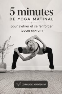 Femme réalisant un flow de yoga matinal apaisant dans un espace lumineux.
